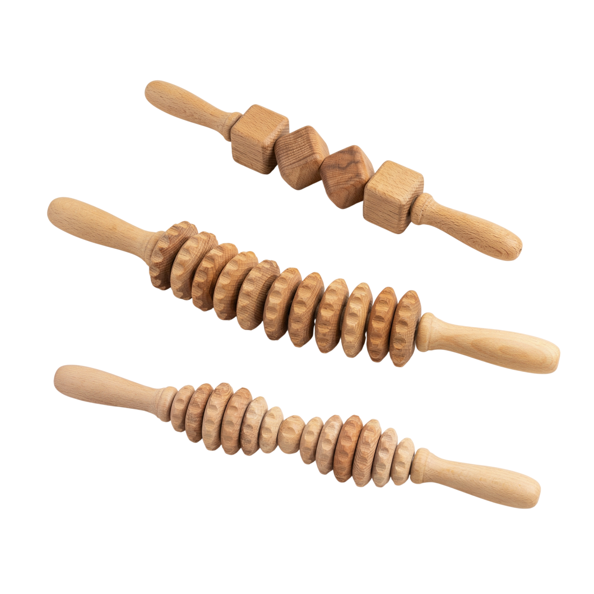 Set 3 rouleaux de massage en bois
