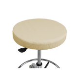 Tabouret professionnel de massage rond couleur vanille avec base chromée - Vue isométrique