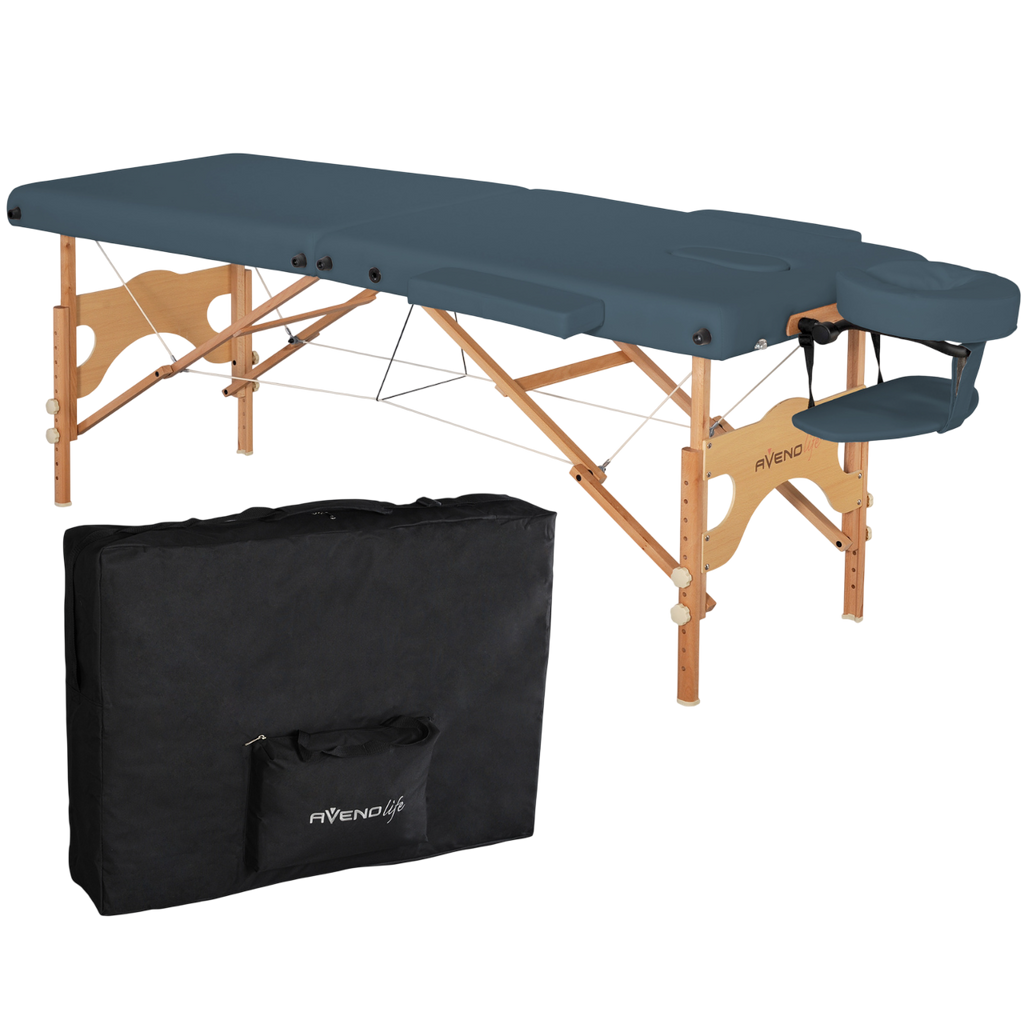 Table de massage bleue avec sac de rangement