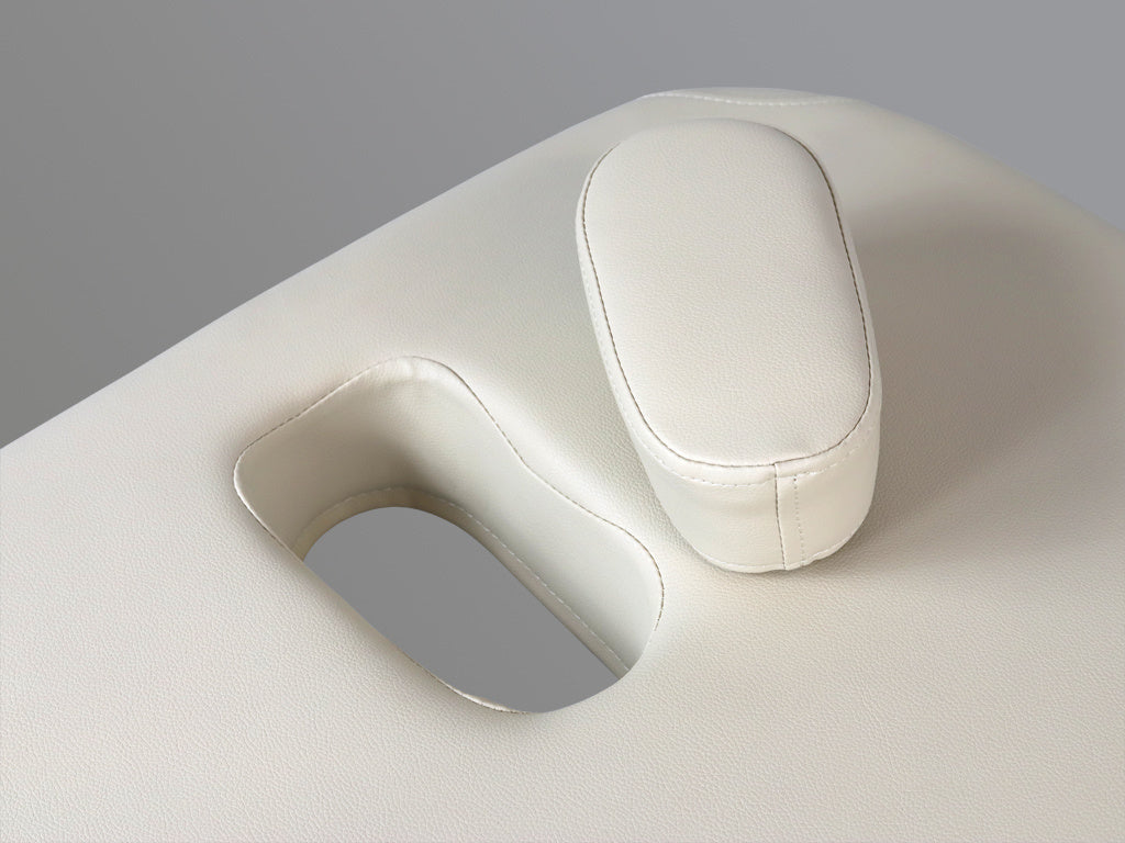 Coussin facial ergonomique crème pour table de massage - Repose-visage en similicuir