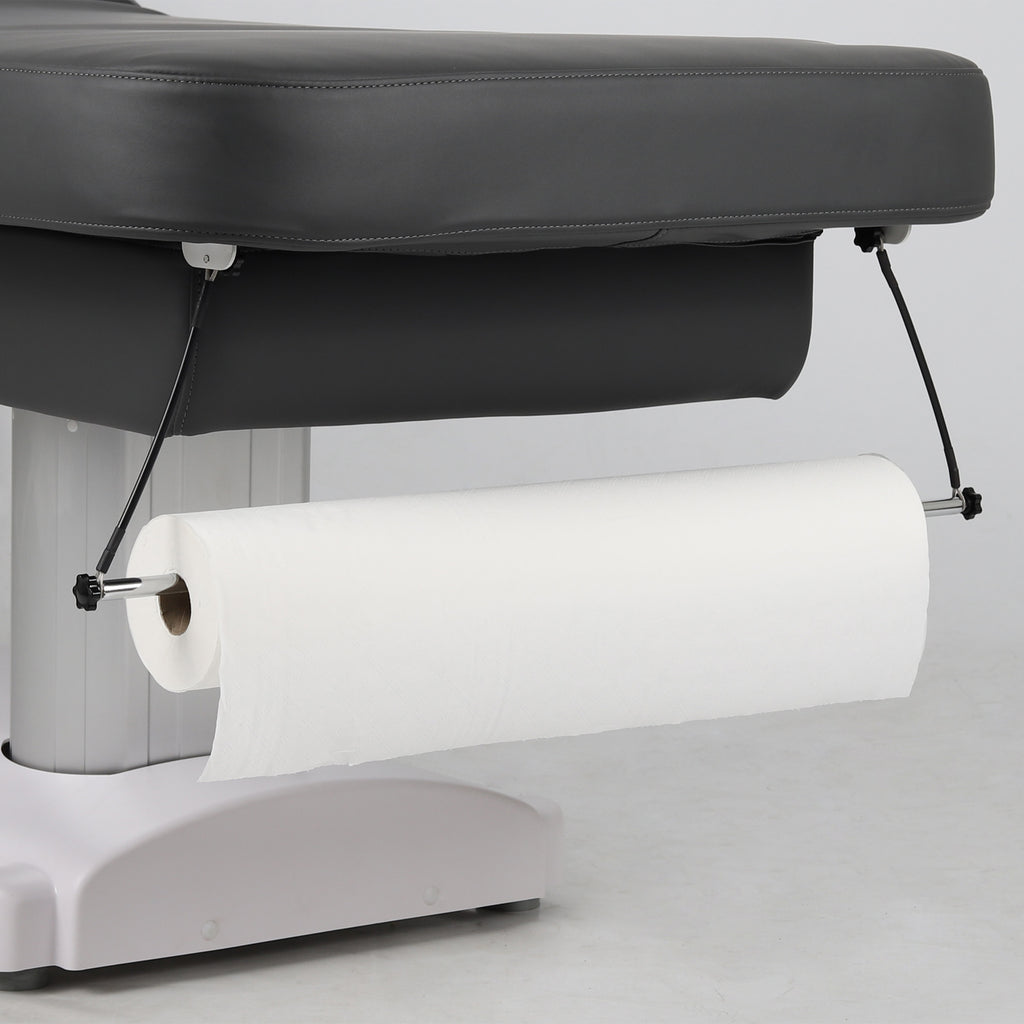 Accessoire porte-rouleau de papier pour table de massage - Support ajustable en similicuir gris