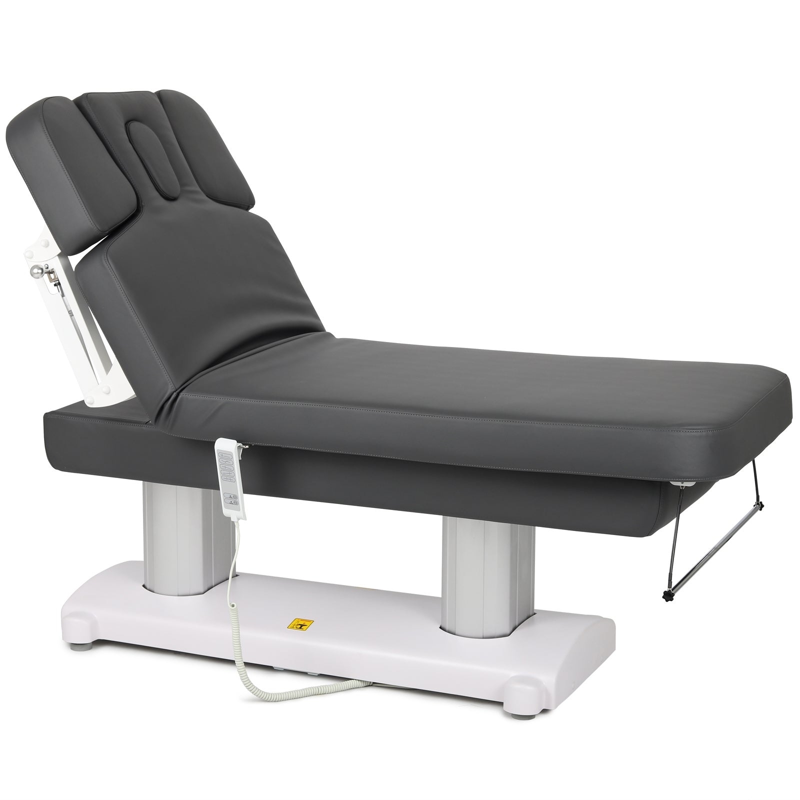 Table de massage électrique fixe avec dossier inclinable et repose-pieds - Vue de profil