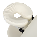 Coussin facial ergonomique couleur vanille pour table de massage - Repose-visage en similicuir avec ouverture
