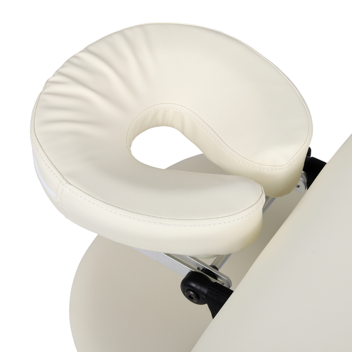 Coussin facial ergonomique couleur vanille pour table de massage - Repose-visage en similicuir avec ouverture