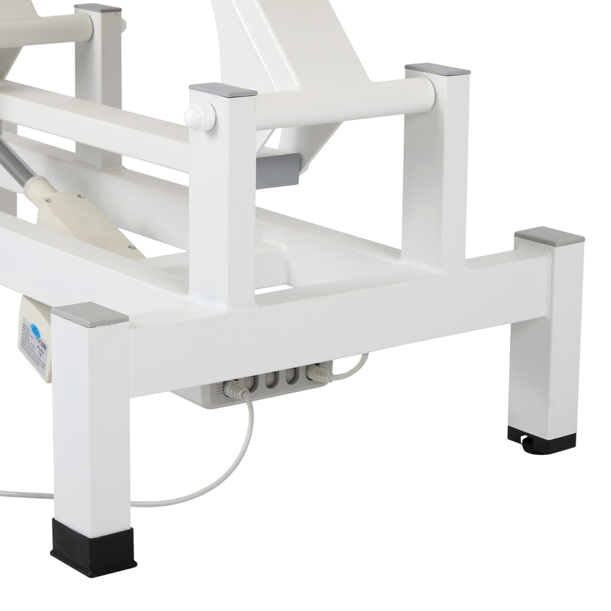 Structure de base pour table de massage électrique couleur vanille - Cadre blanc avec système électrique et connexions