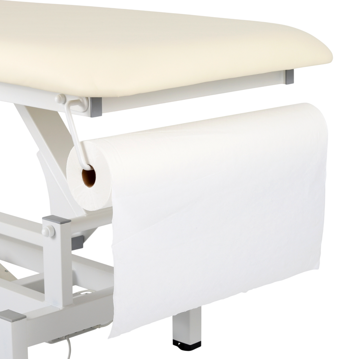 Porte-rouleau de papier jetable blanc pour table de massage couleur vanille - Support ajustable intégré