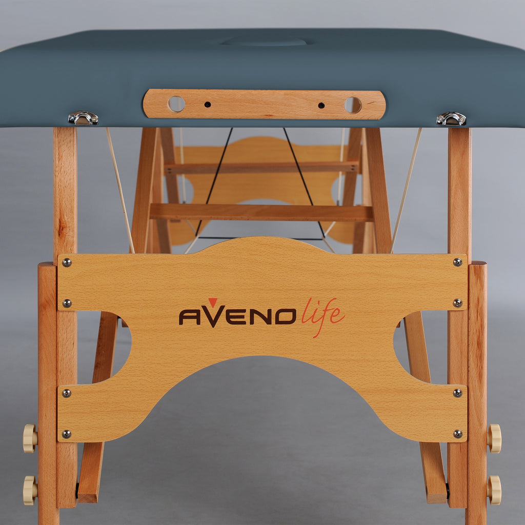 Extrémité de la table de massage bleue