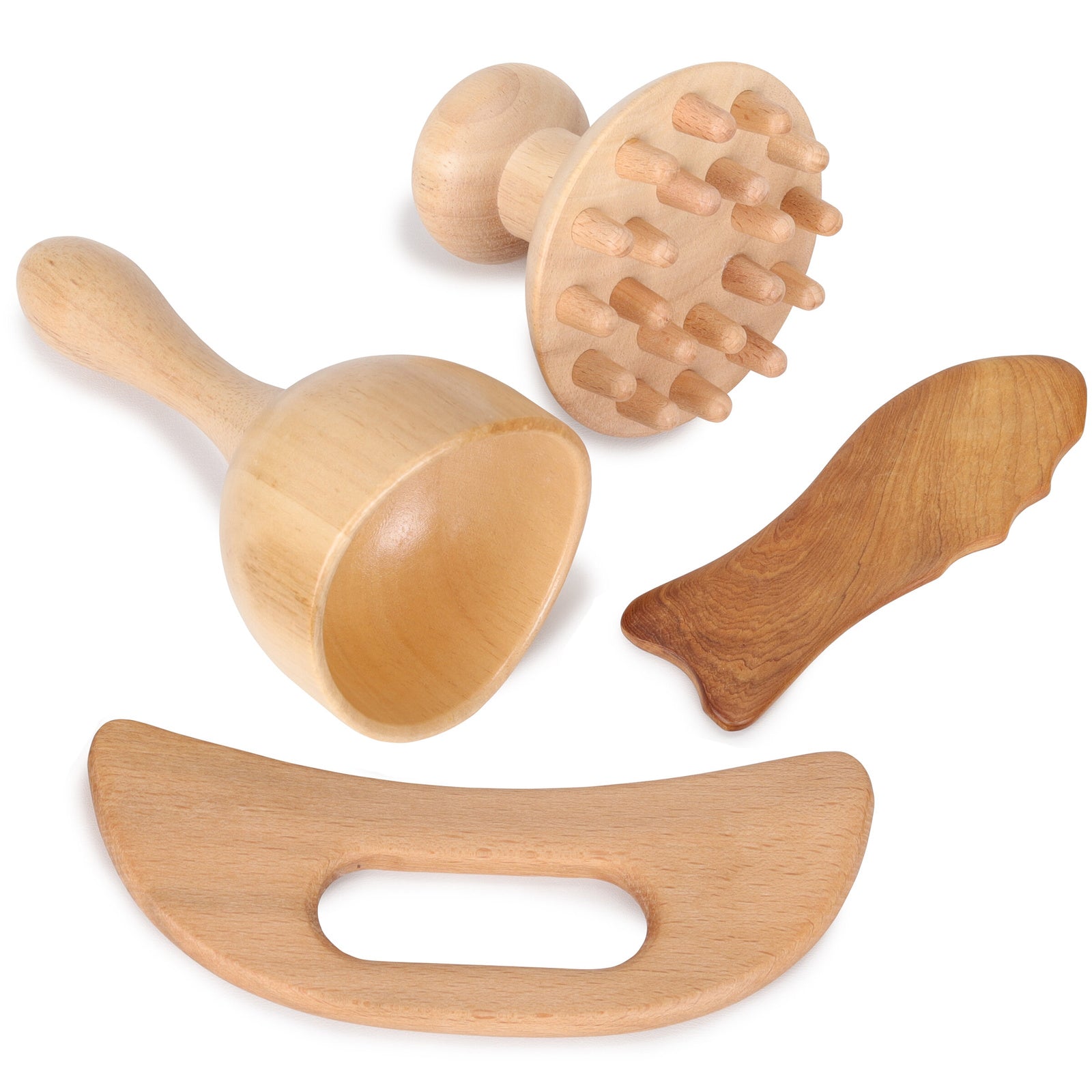Set d’outils de massage en bois – 4 pièces