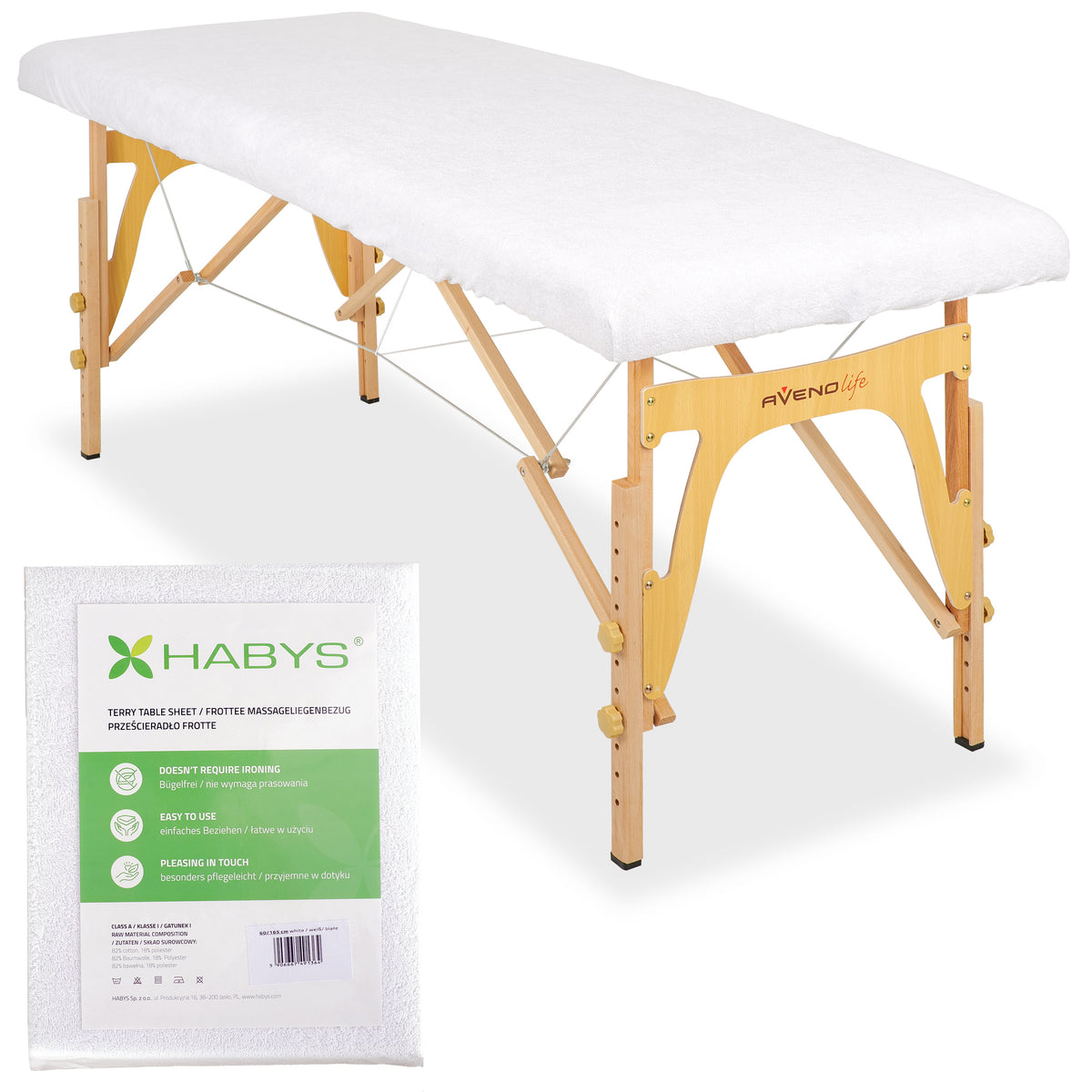 Drap éponge pour table pliante 165 x 60 cm