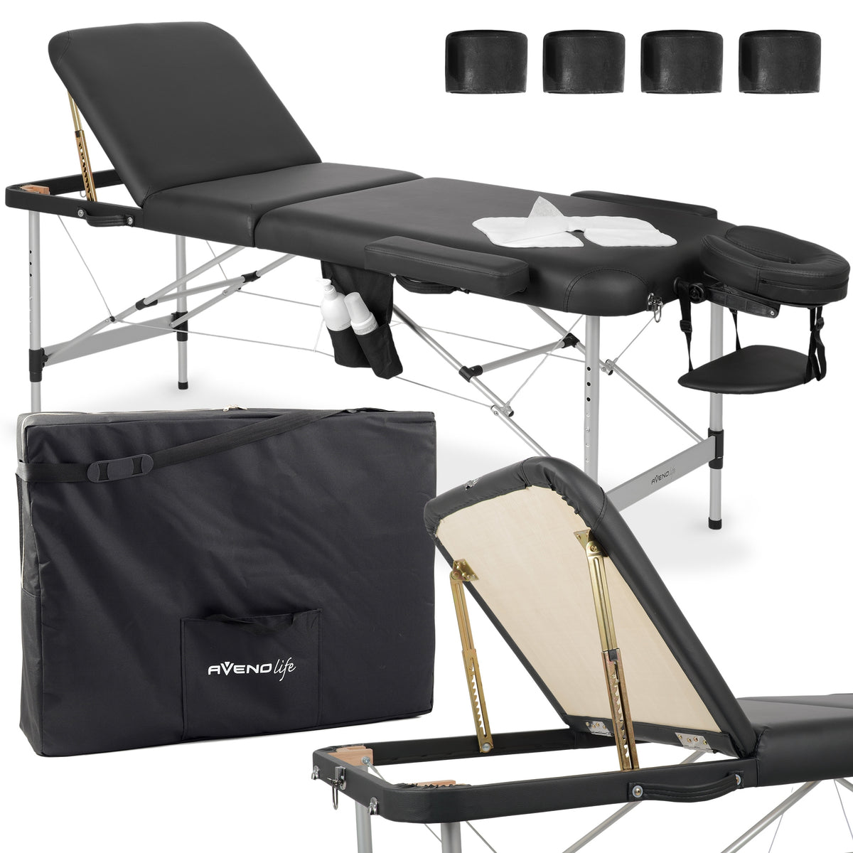 Table de massage pliable Adele 70 cm Noir