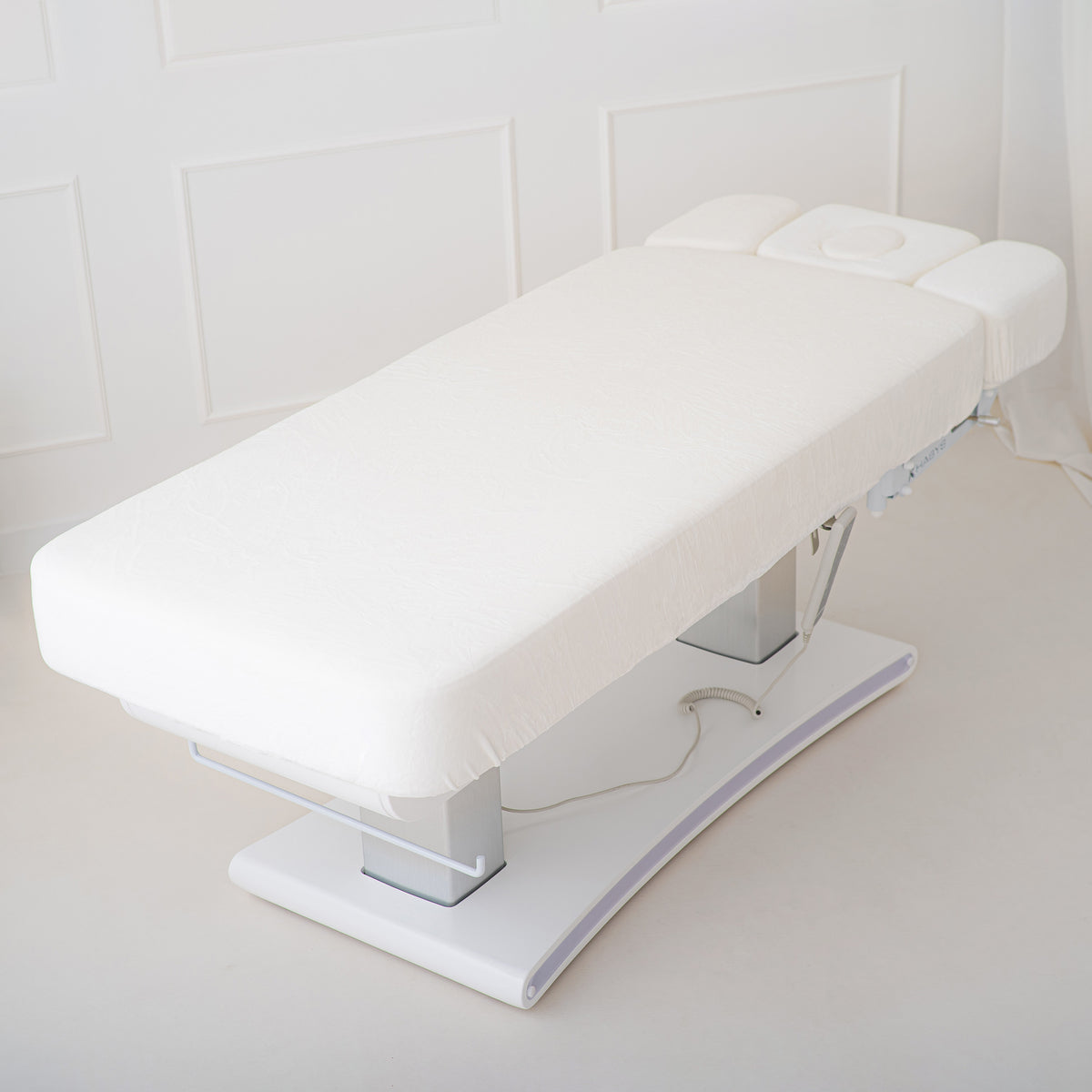 Set de draps housses velours pour table de soin Blanc