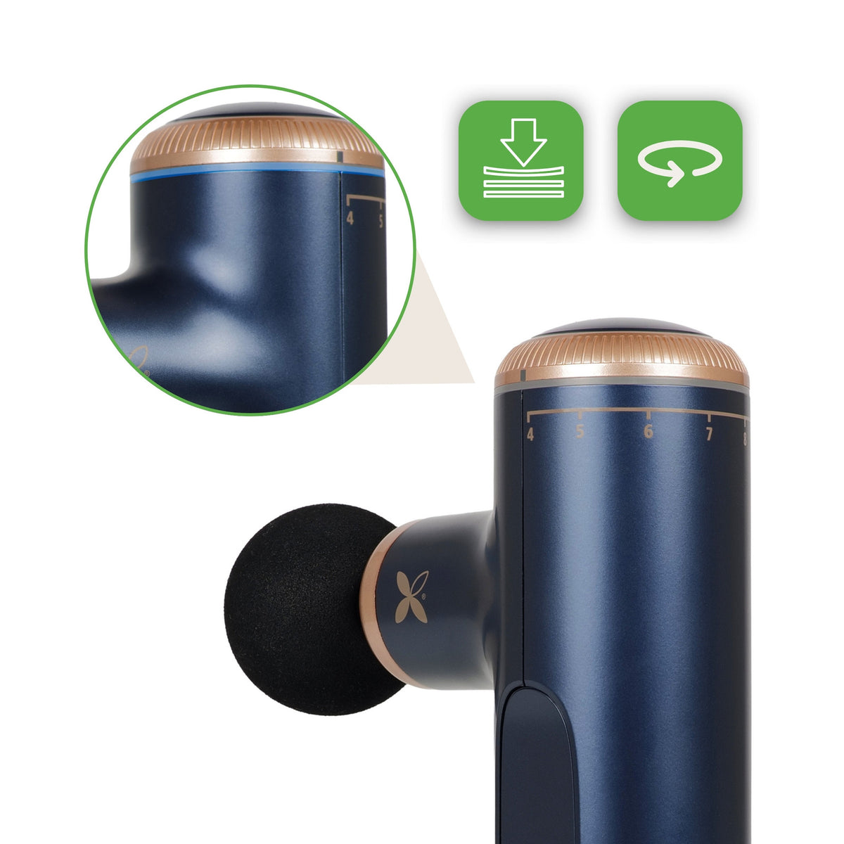 Pistolet de massage compact 5 têtes Bleu marine