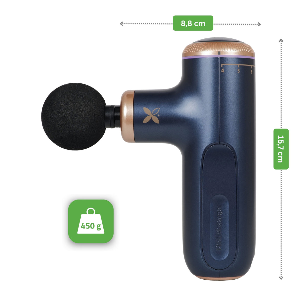 Pistolet de massage compact 5 têtes Bleu marine