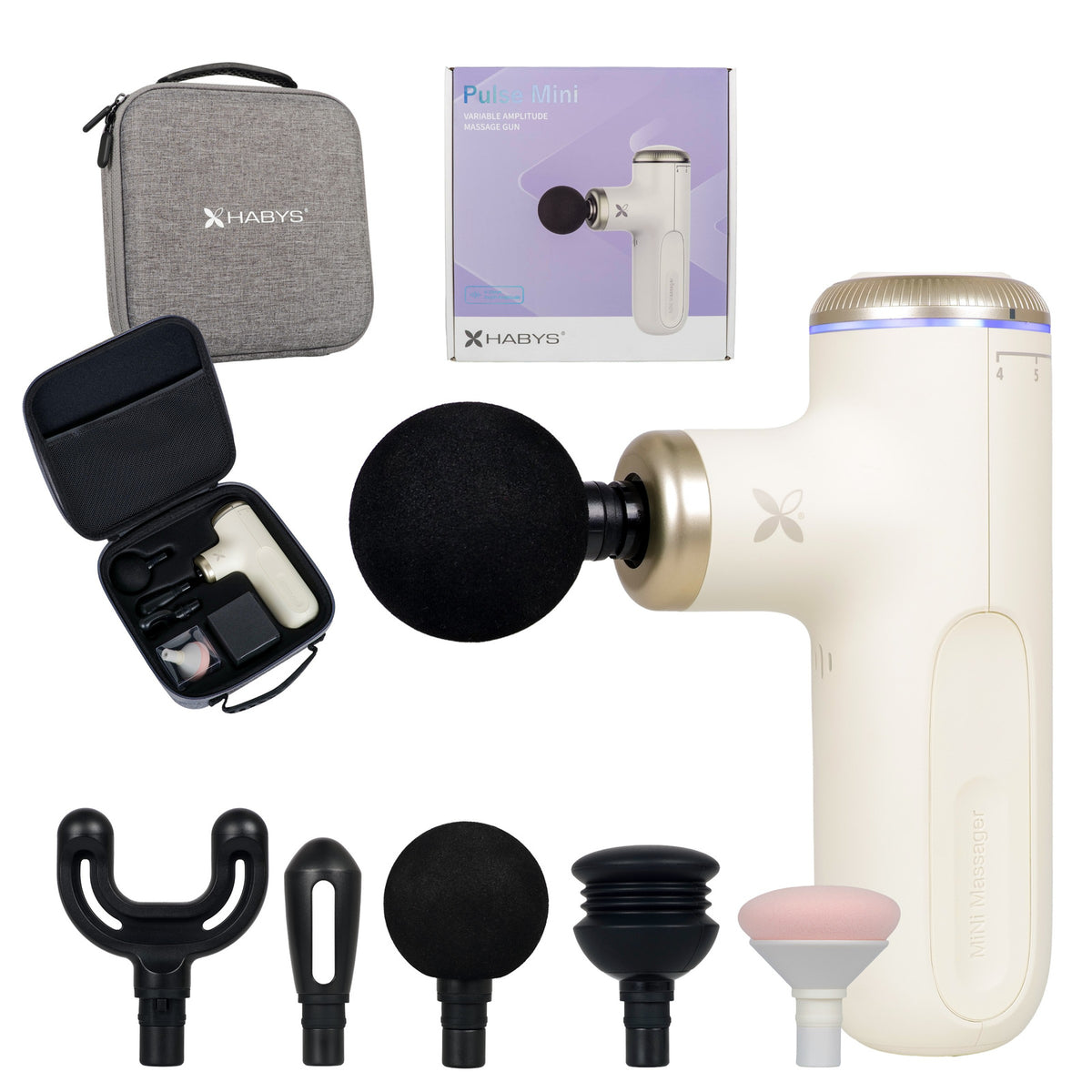 Pistolet de massage compact 5 têtes Ivoire