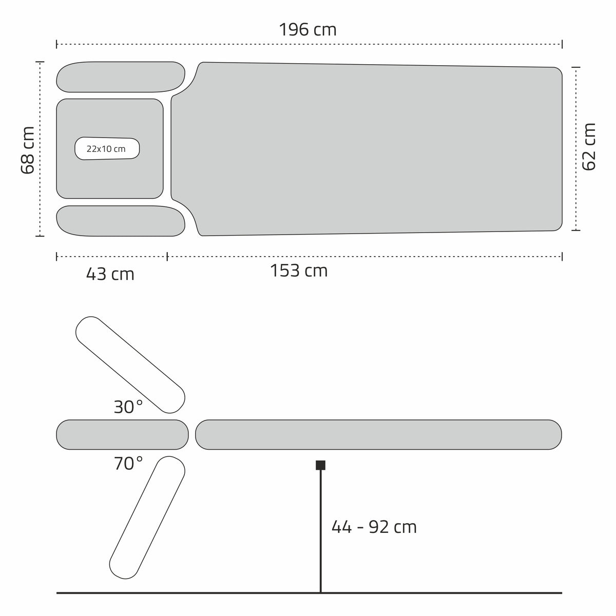 Table de massage électrique Agila 4 Touch Core Gris