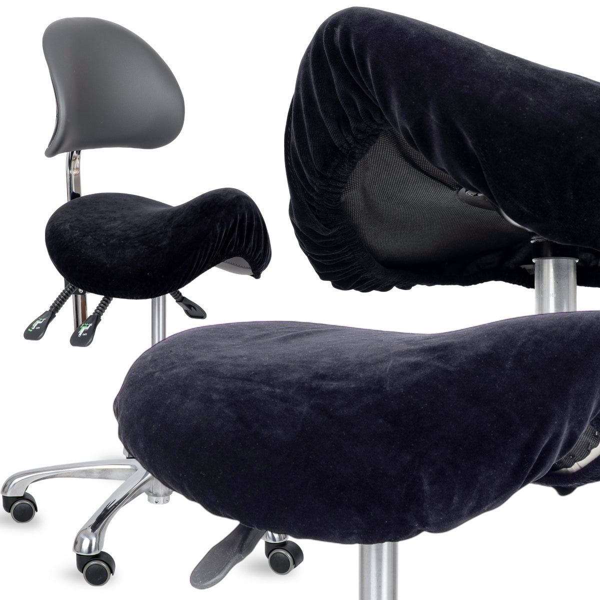 Housse de tabouret en velours élastiquée