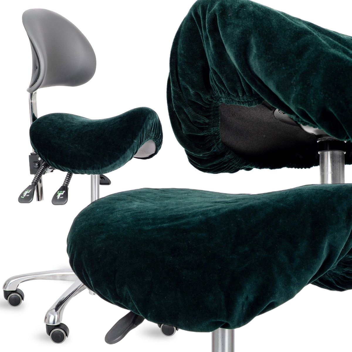 Housse de tabouret en velours élastiquée