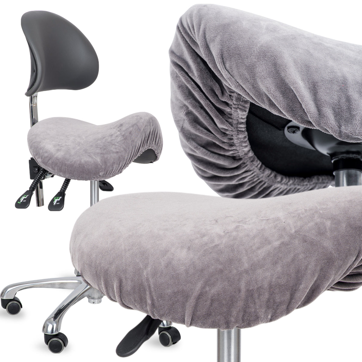 Housse de tabouret en velours élastiquée