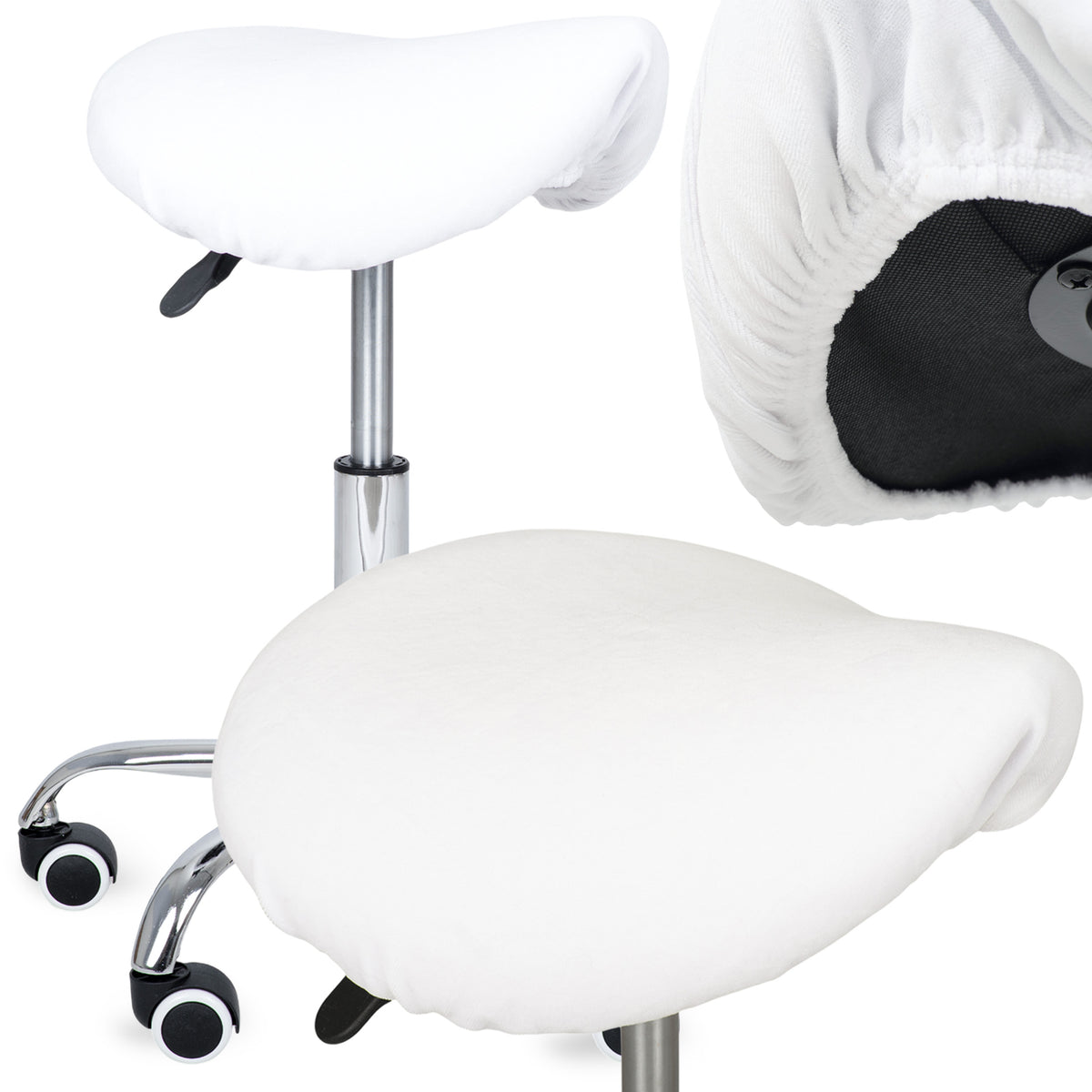 Housse de tabouret en velours élastiquée