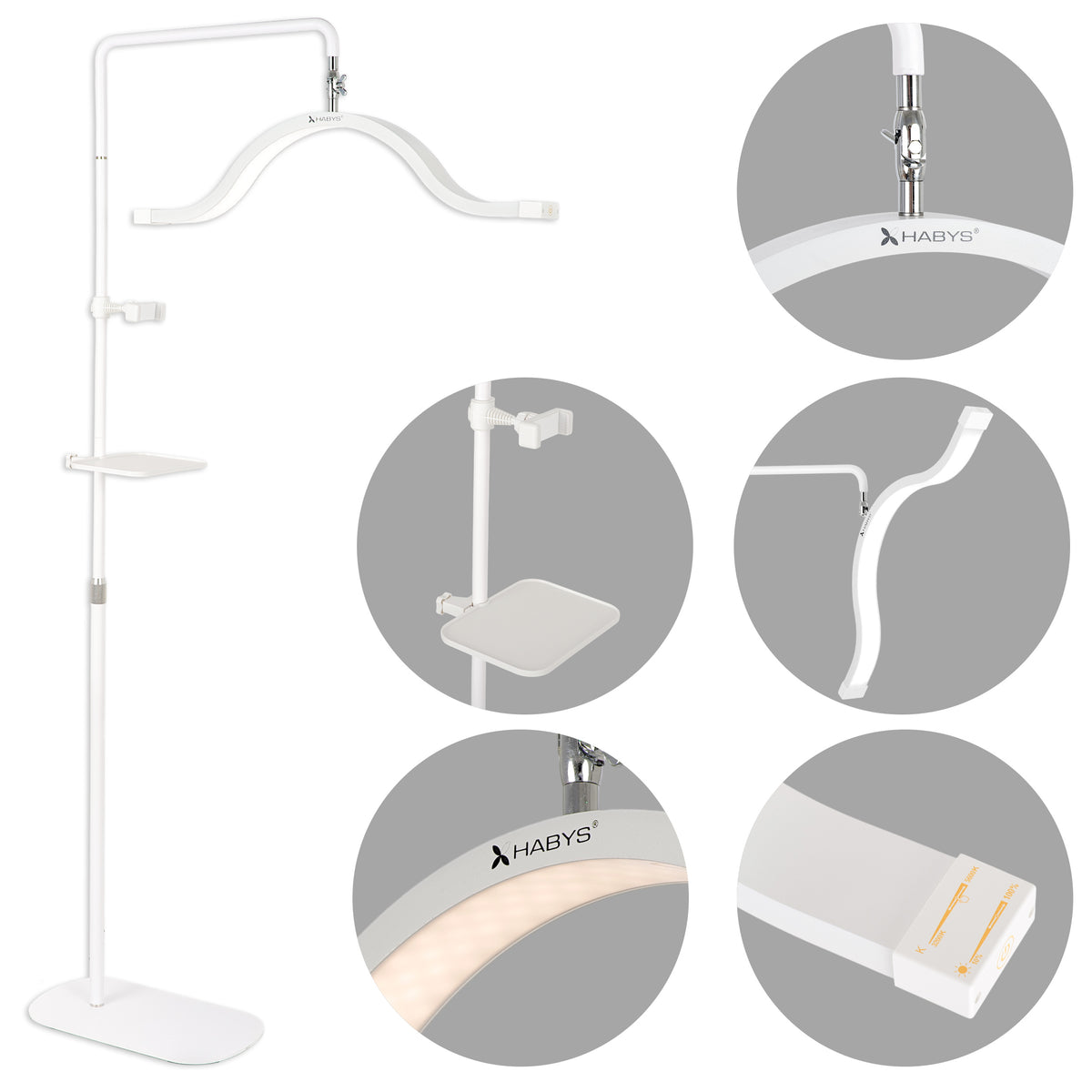 Lampe cosmétique LED sur pied 2500 lumens Blanc