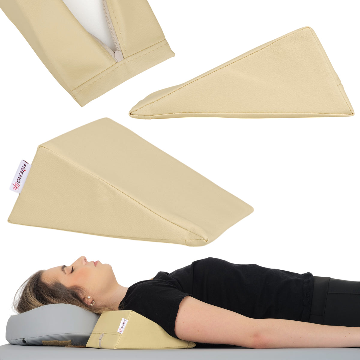 Coussin de positionnement triangulaire 20 x 15 x 10 cm Beige