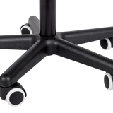 Détail de la base noire avec roulettes blanches pour tabouret de massage professionnel - Structure cinq branches
