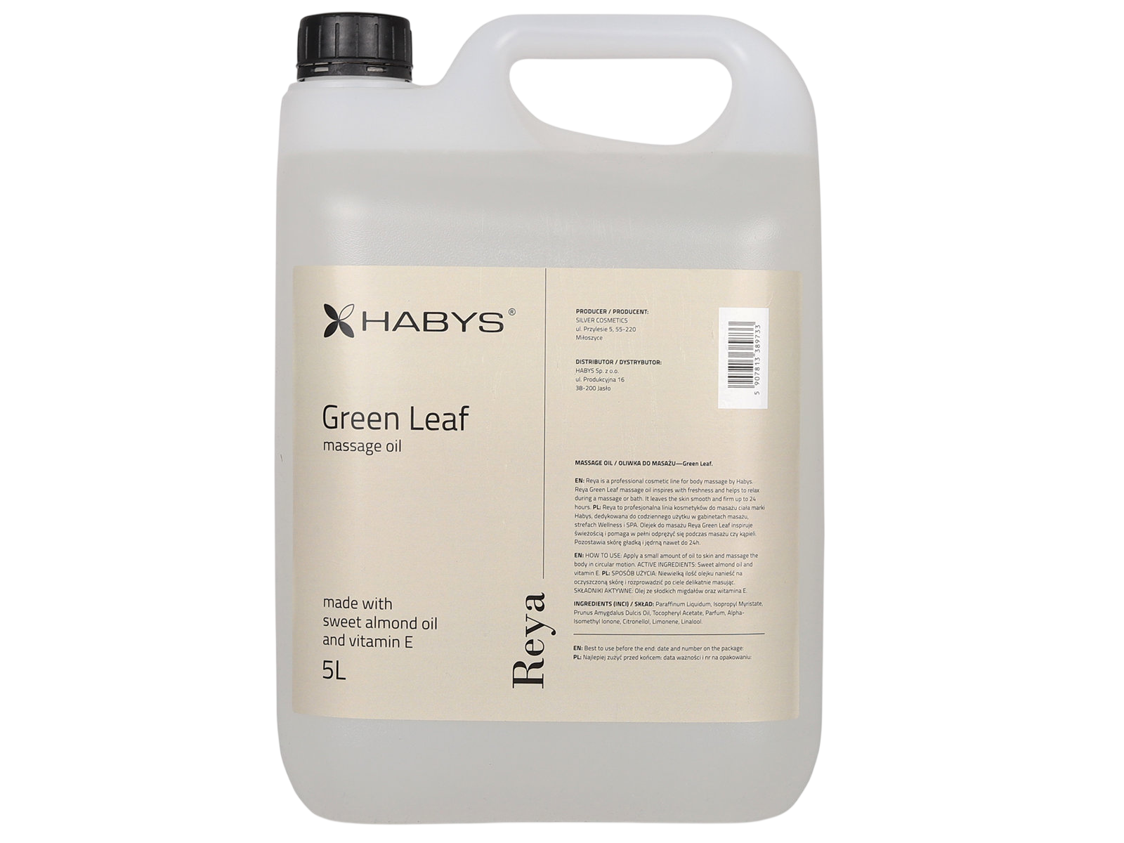 Huile de massage professionnelle Reya Green Leaf