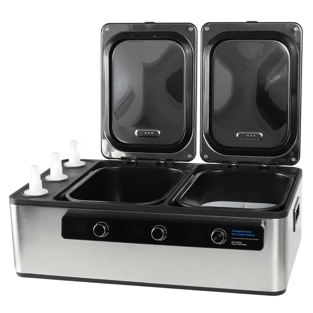 Chauffe-pierres et huiles multifonction